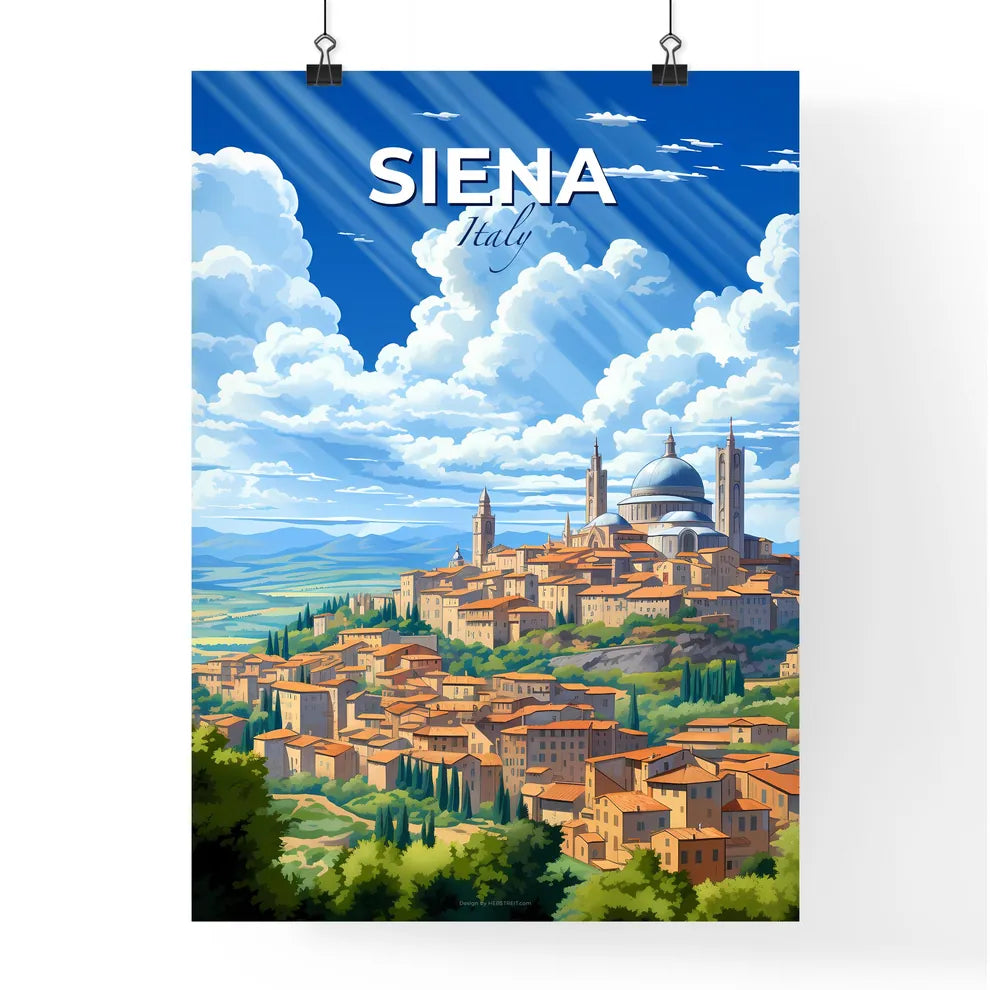 Siena, Italy, A Poster of a city with a dome and trees Default Title