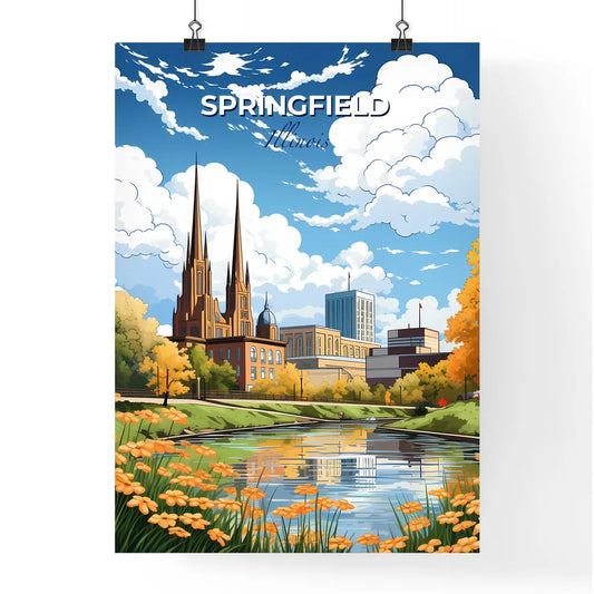 Springfield, Illinois, A Poster of a river with a city and buildings Default Title