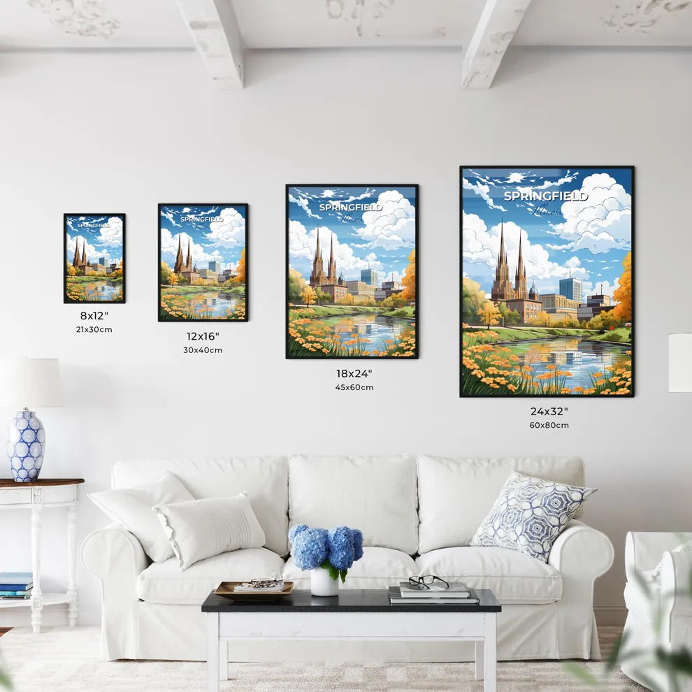 Springfield, Illinois, A Poster of a river with a city and buildings Default Title