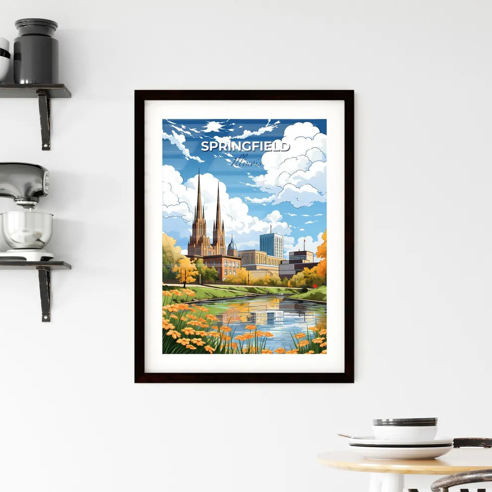 Springfield, Illinois, A Poster of a river with a city and buildings Default Title