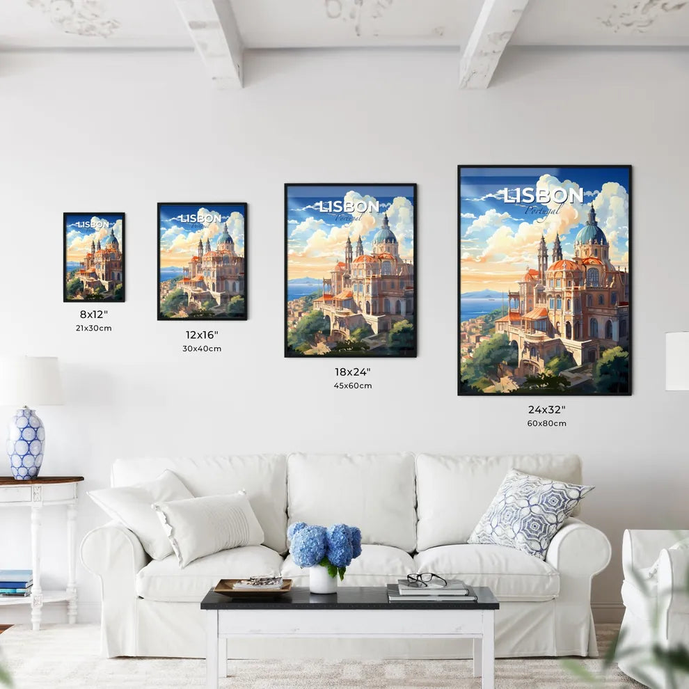Lisbon, Portugal, A Poster of a large building with a dome and a blue roof Default Title