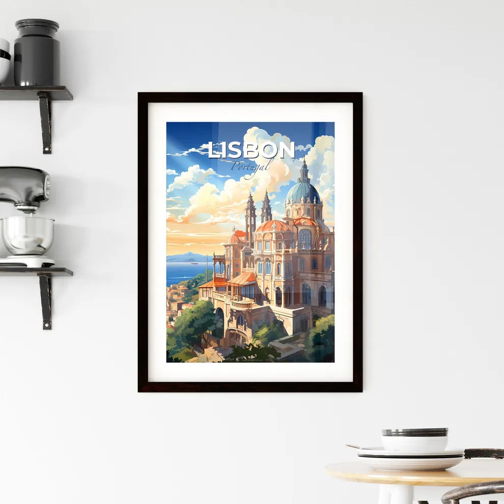 Lisbon, Portugal, A Poster of a large building with a dome and a blue roof Default Title