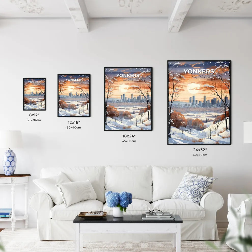 Yonkers, New York, A Poster of a snowy landscape with a city in the distance Default Title