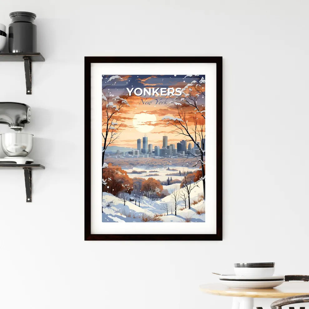 Yonkers, New York, A Poster of a snowy landscape with a city in the distance Default Title