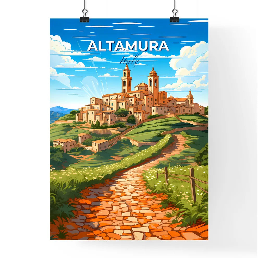Altamura, Italy, A Poster of a stone path leading to a building on a hill Default Title