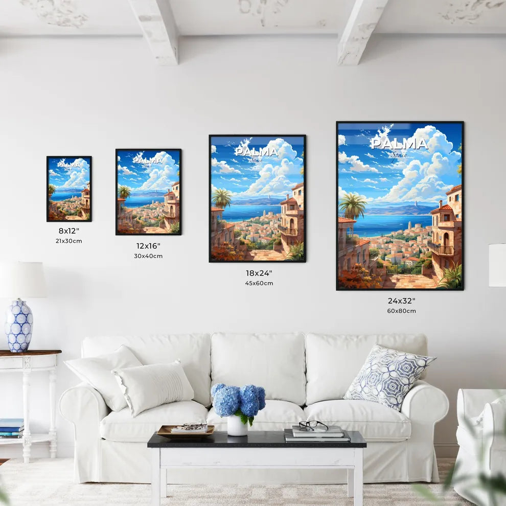 Palma, Spain, A Poster of a view of a town from a hill overlooking a body of water Default Title