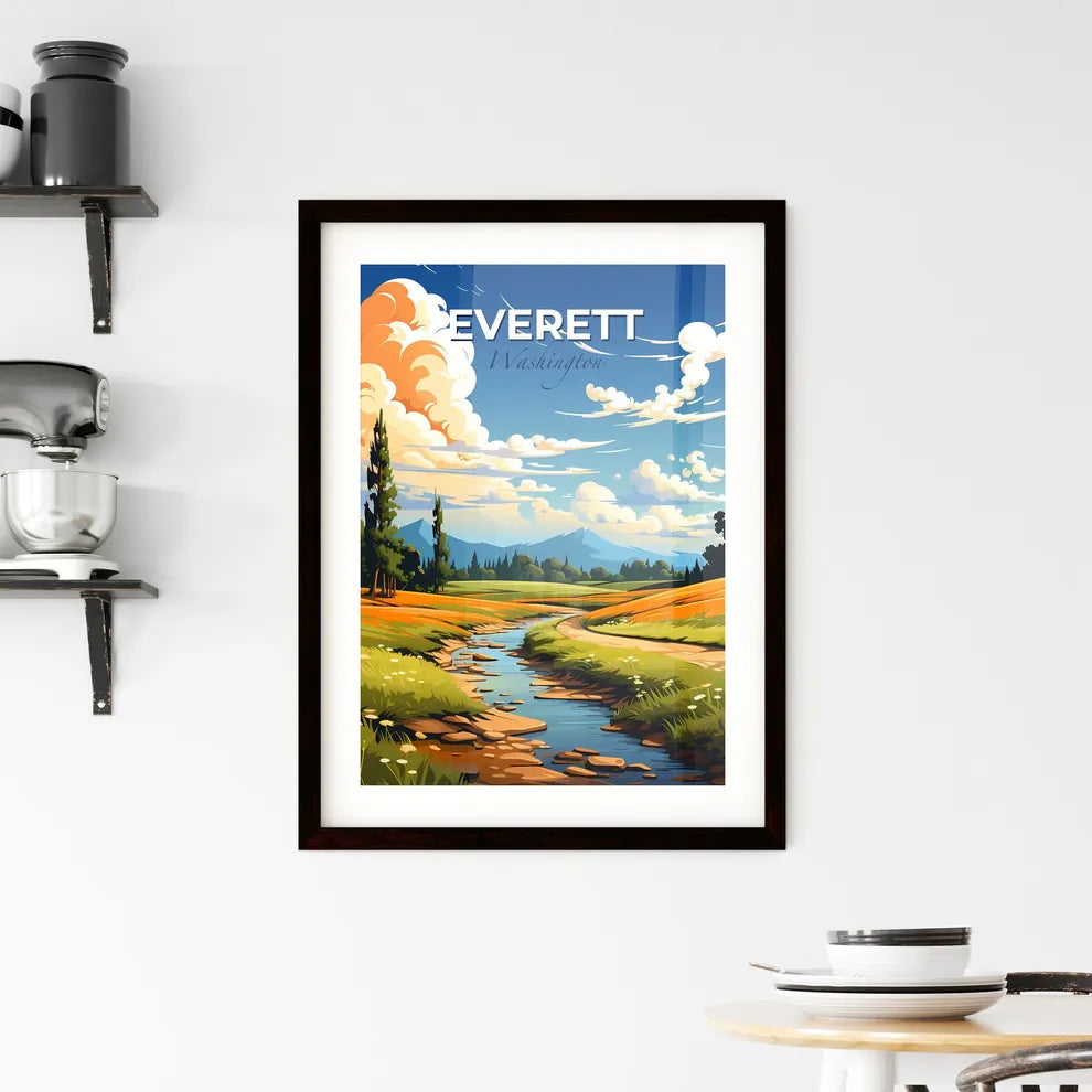 Everett, Washington, A Poster of a stream running through a field Default Title