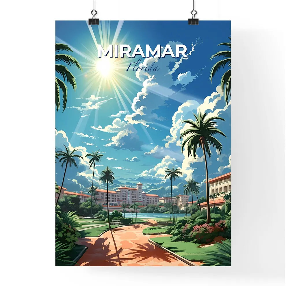 Miramar, Florida, A Poster of a palm trees and buildings in a tropical area Default Title