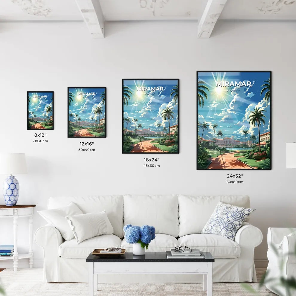 Miramar, Florida, A Poster of a palm trees and buildings in a tropical area Default Title
