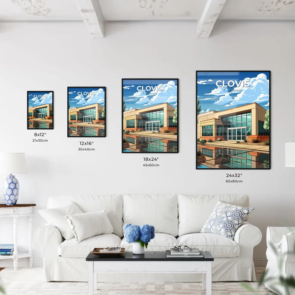 Clovis, California, A Poster of a building with a pool of water Default Title