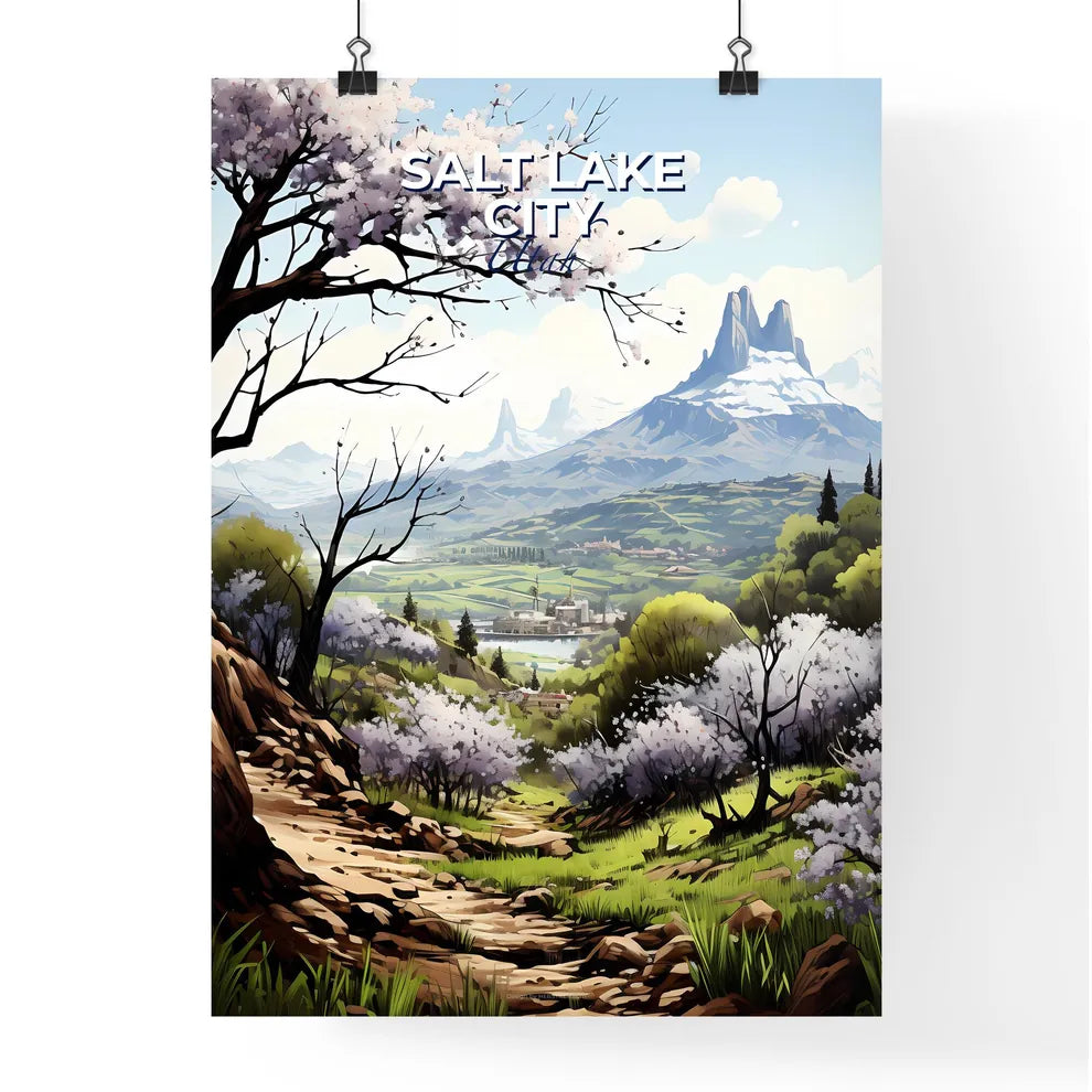 Salt Lake City, Utah, A Poster of a landscape with trees and mountains Default Title
