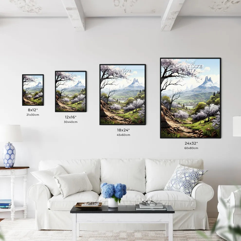 Salt Lake City, Utah, A Poster of a landscape with trees and mountains Default Title