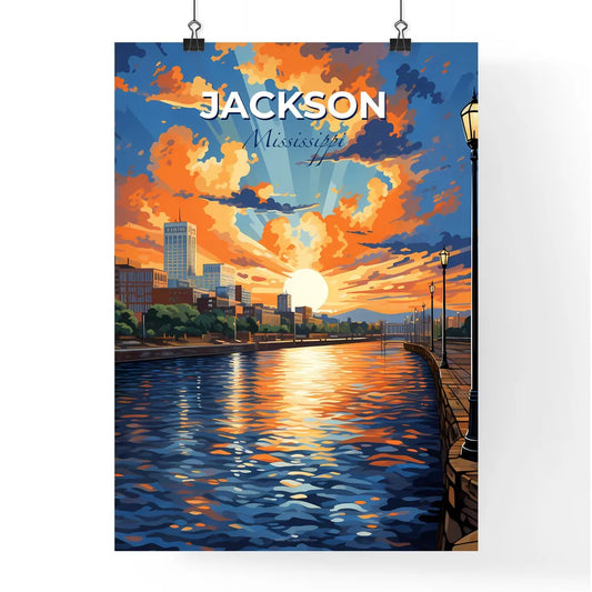 Jackson, Mississippi, A Poster of a water way with a city in the background Default Title