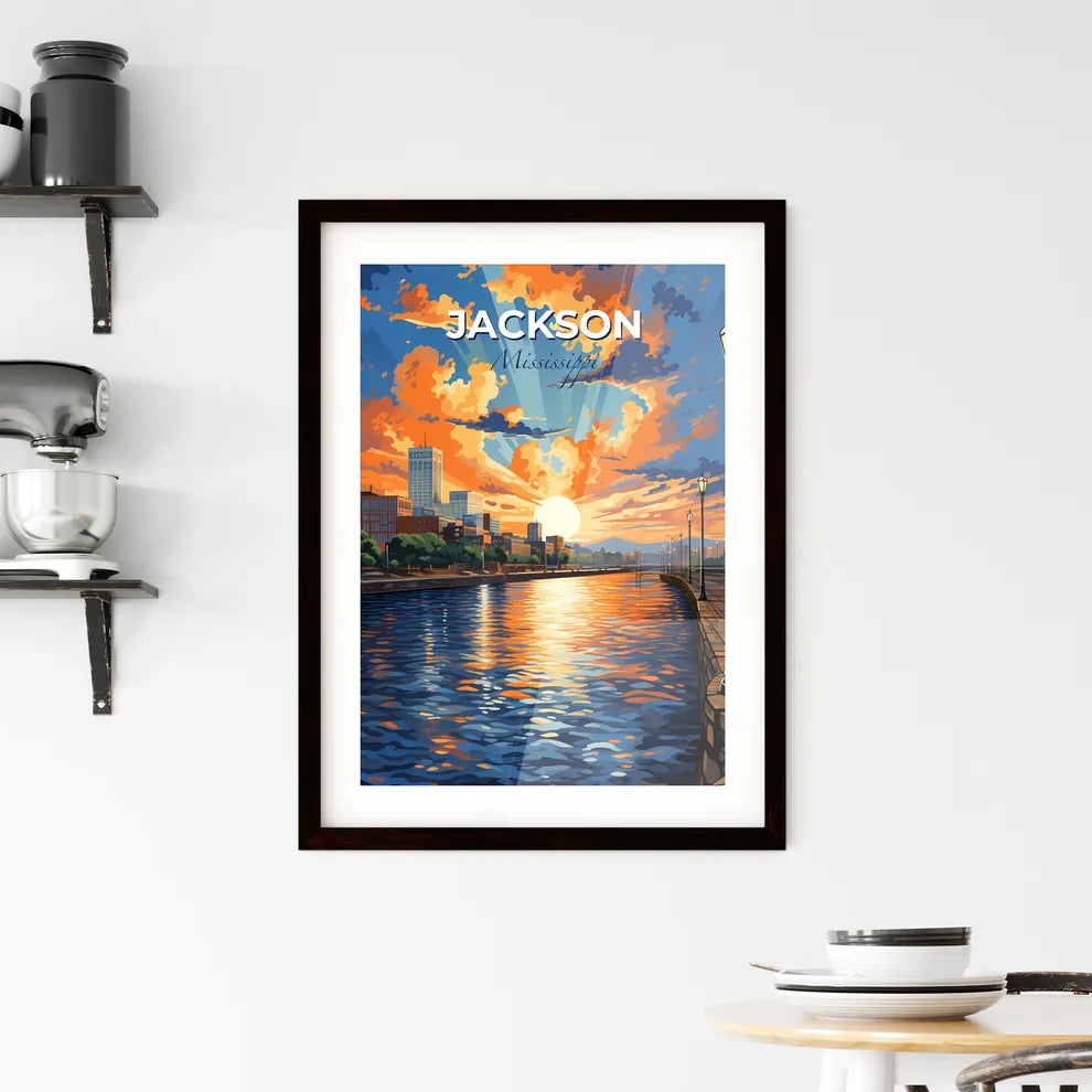 Jackson, Mississippi, A Poster of a water way with a city in the background Default Title