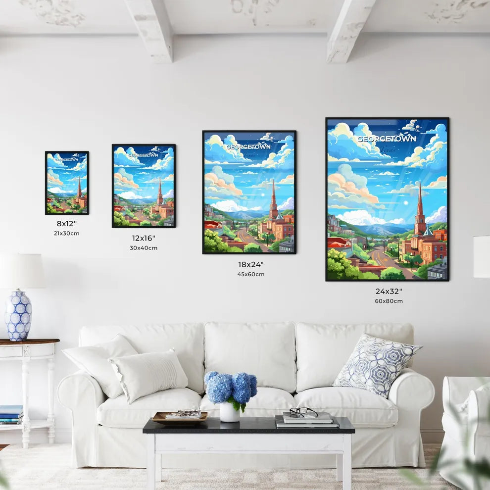 Georgetown, Texas, A Poster of a city with a steeple and trees Default Title