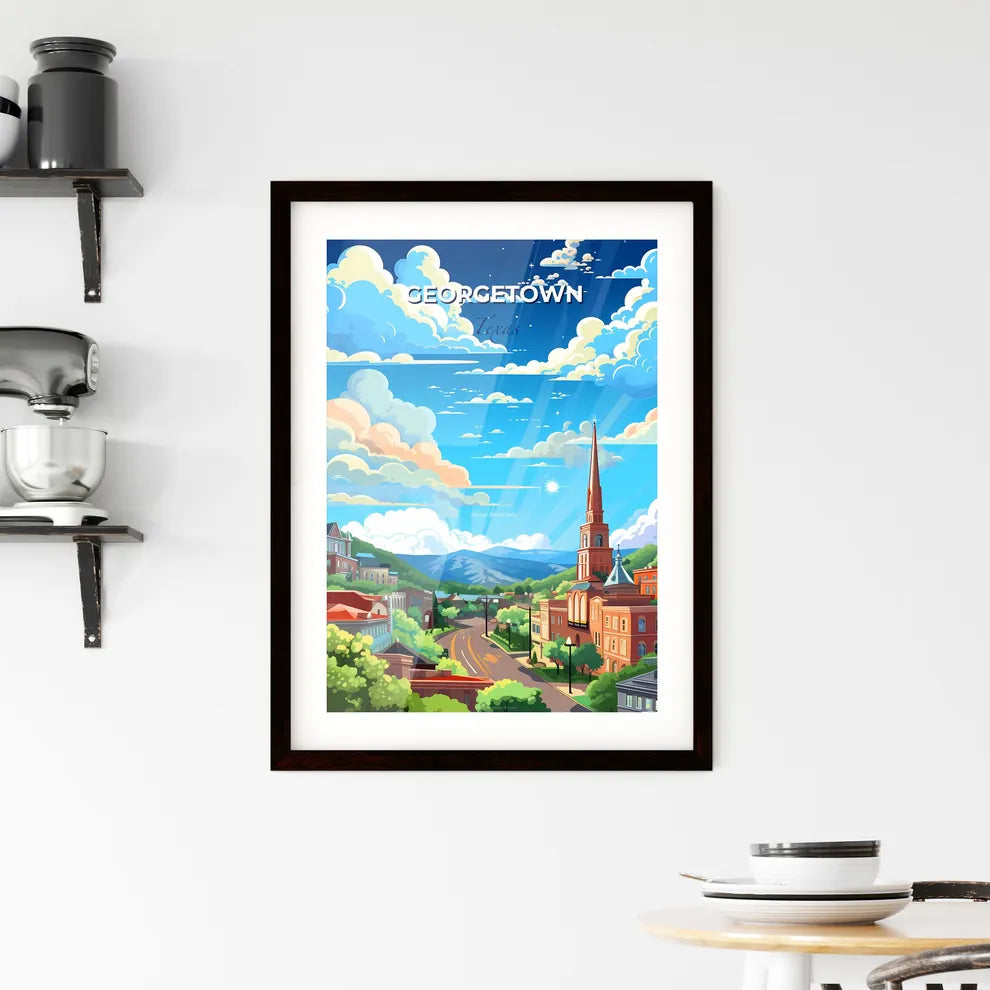 Georgetown, Texas, A Poster of a city with a steeple and trees Default Title