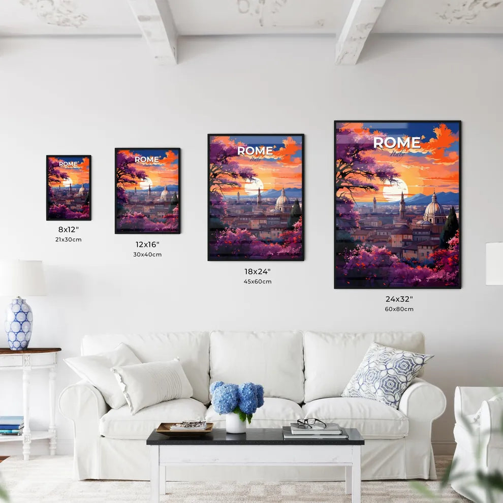 Rome, Italy, A Poster of a sunset over a city Default Title