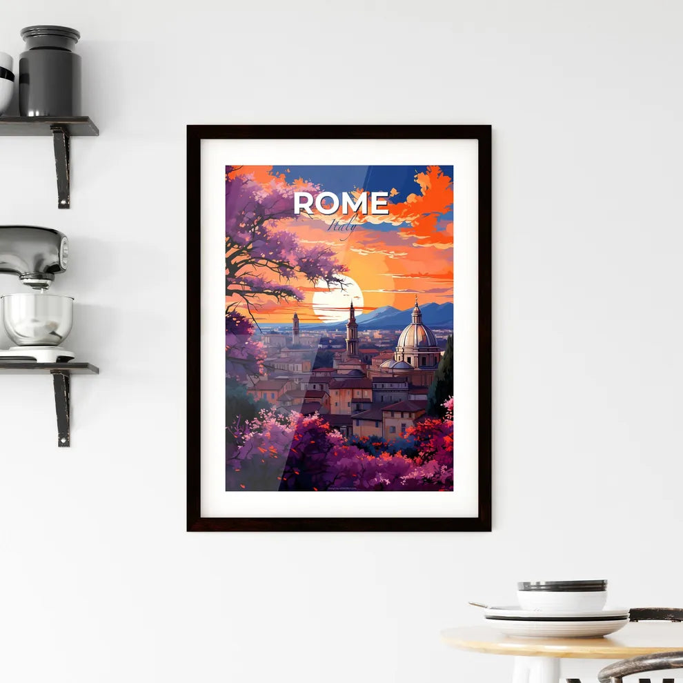 Rome, Italy, A Poster of a sunset over a city Default Title