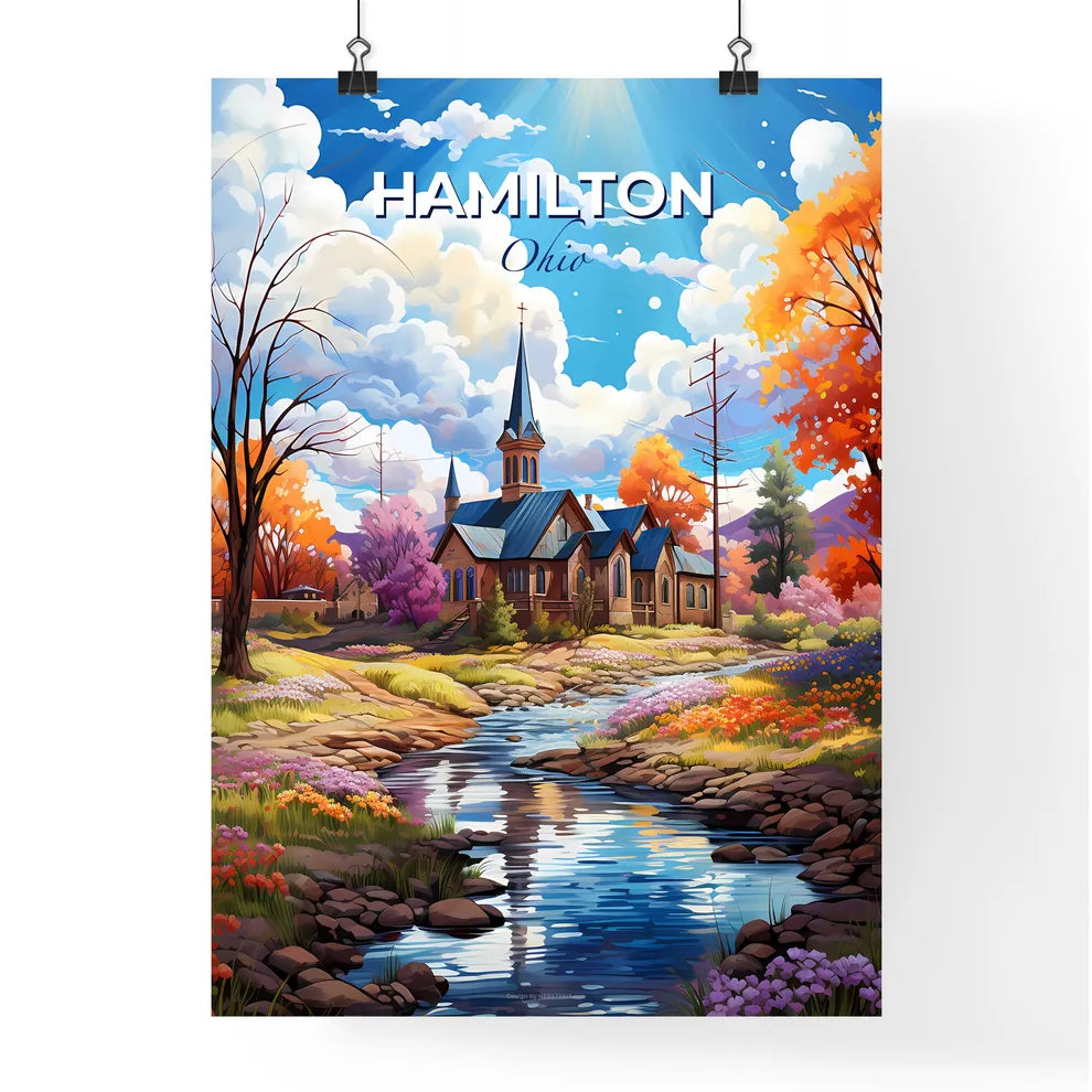 Hamilton, Ohio, A Poster of a church by a river Default Title