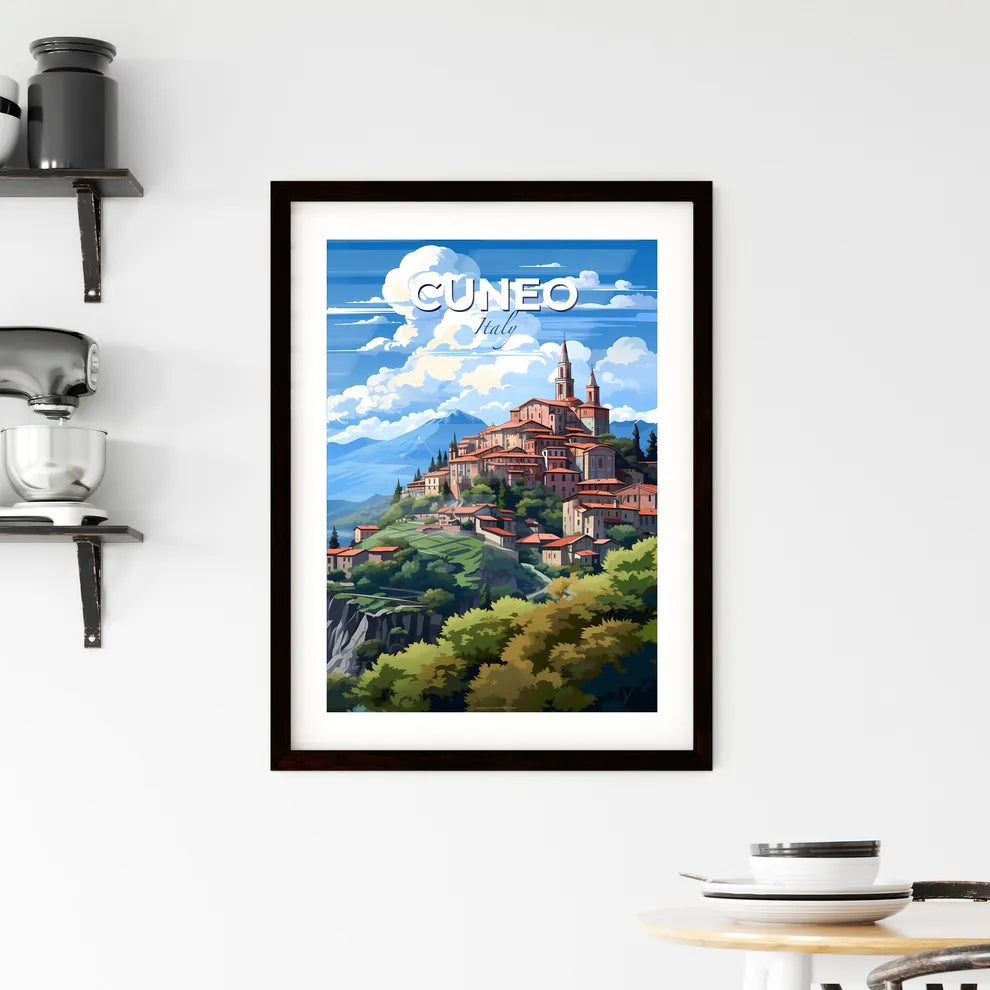 Cuneo, Italy, A Poster of a town on a hill Default Title