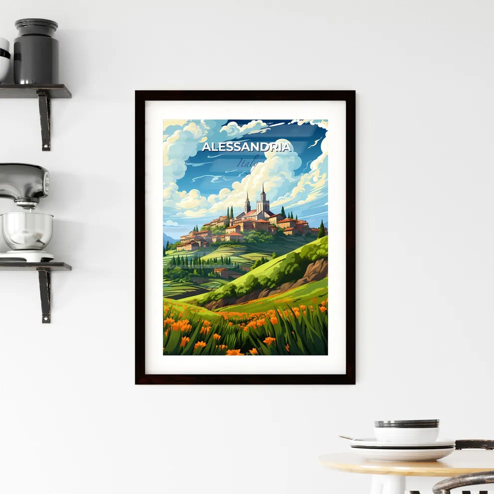 Alessandria, Italy, A Poster of a landscape with a town on a hill Default Title