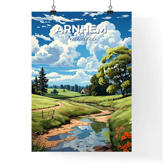 Arnhem, Netherlands, A Poster of a stream running through a grassy field Default Title