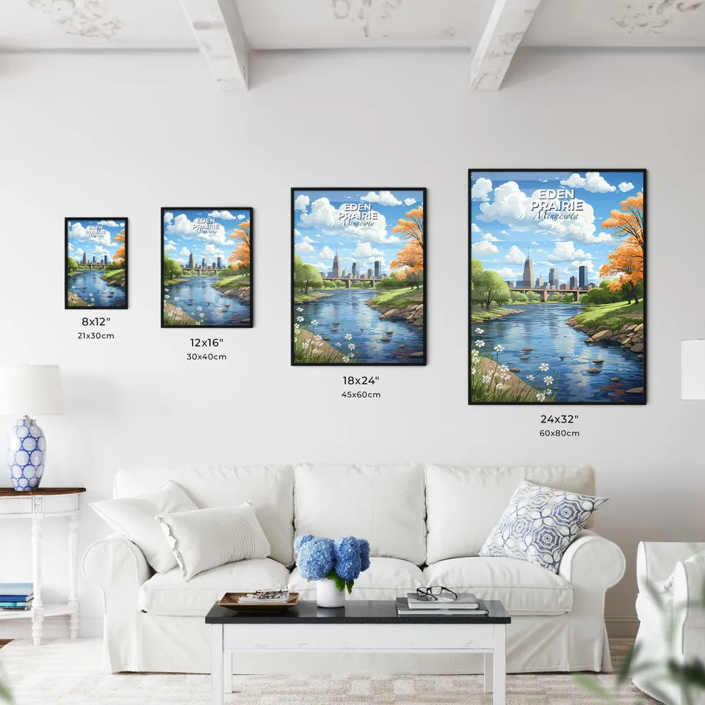 Eden Prairie, Minnesota, A Poster of a river with trees and a bridge in the background Default Title