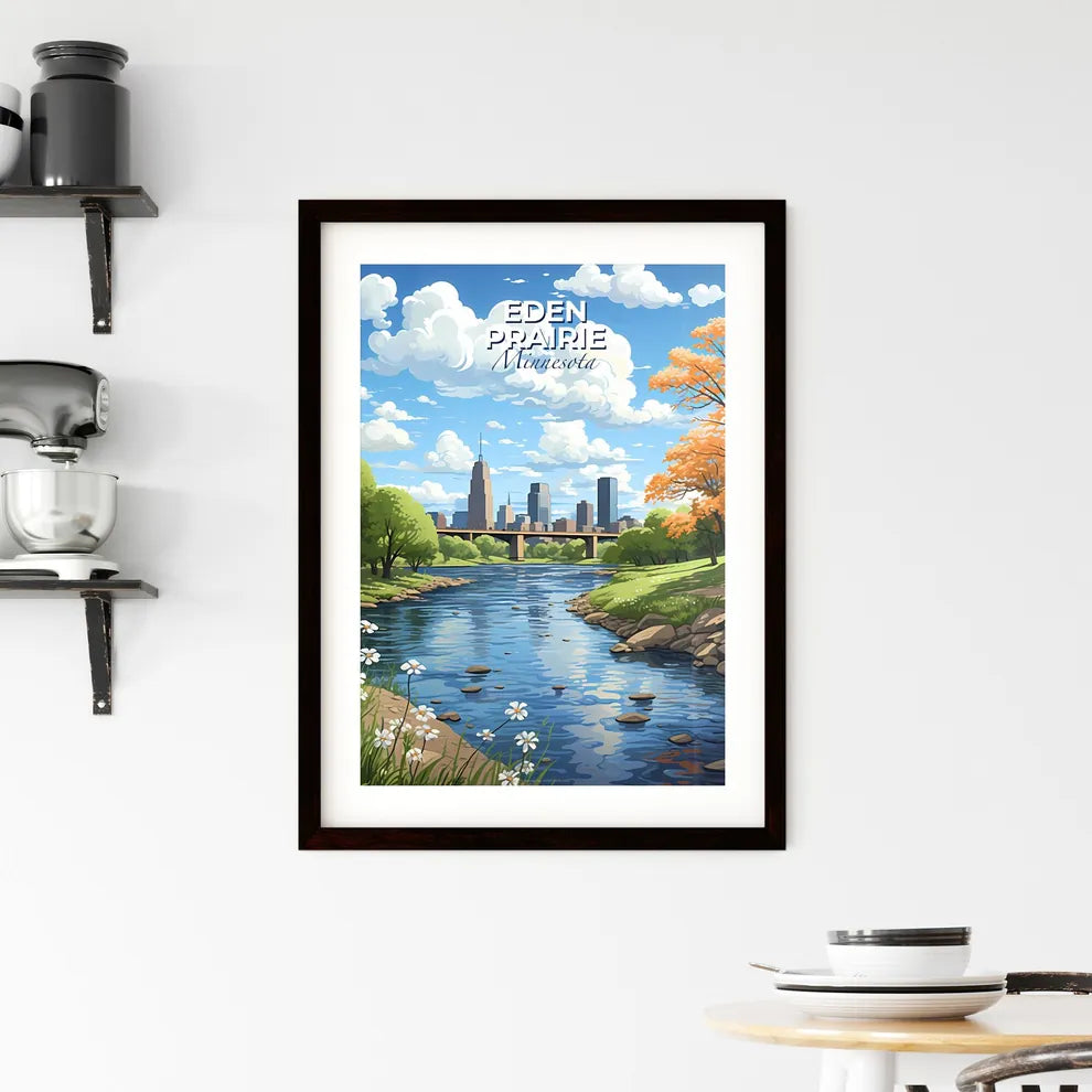 Eden Prairie, Minnesota, A Poster of a river with trees and a bridge in the background Default Title