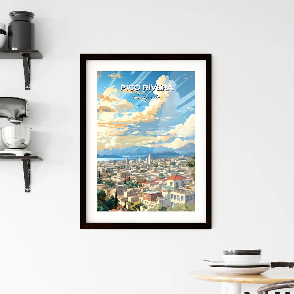 Pico Rivera, California, A Poster of a city with trees and mountains in the background Default Title