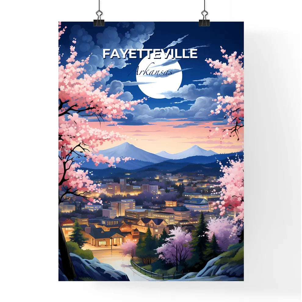 Fayetteville, Arkansas, A Poster of a full moon over a city Default Title