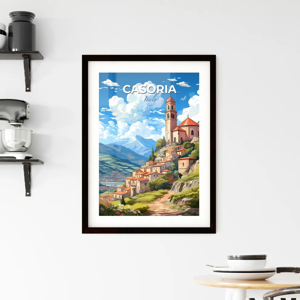 Casoria, Italy, A Poster of a building on a hill with a steeple Default Title