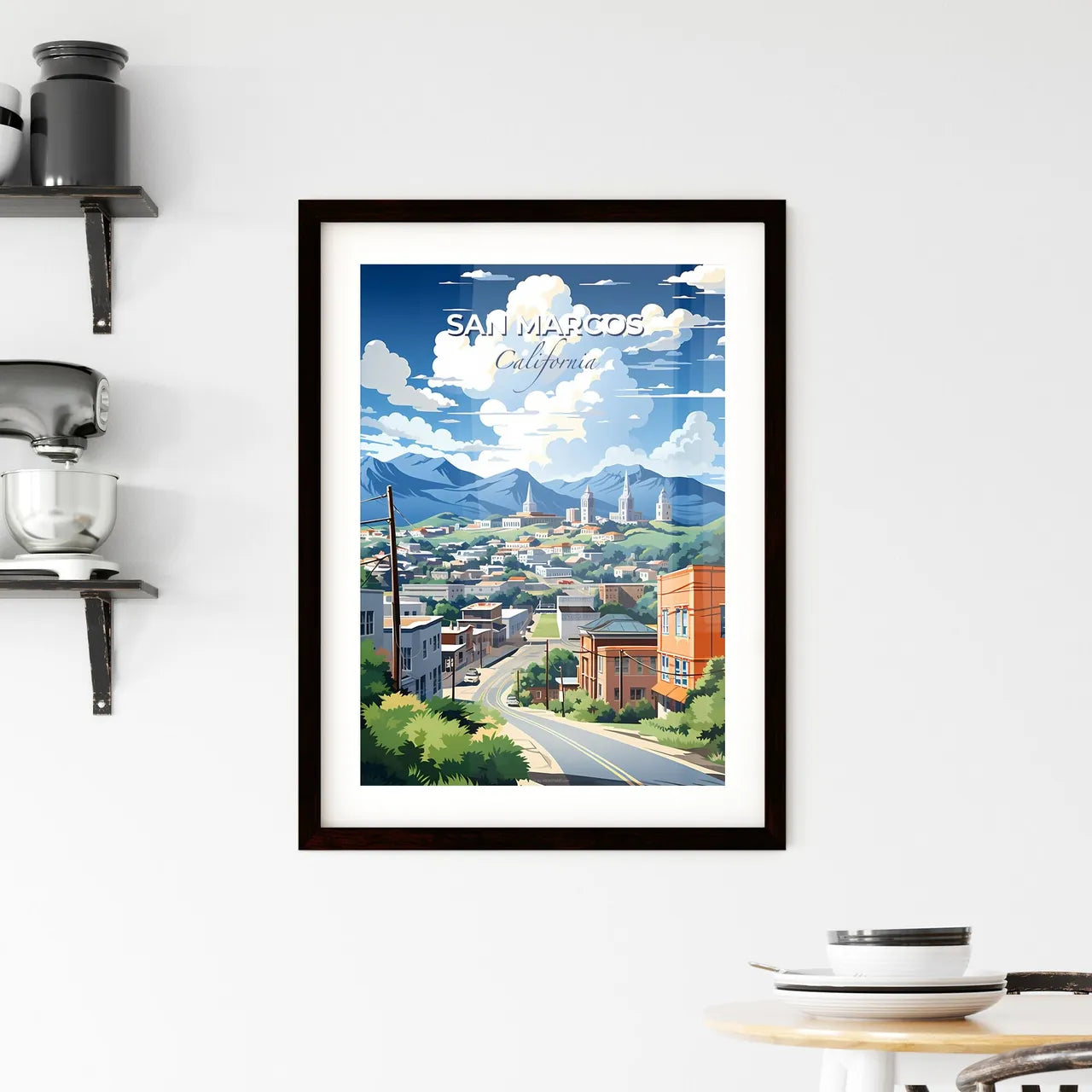 San Marcos, California, A Poster of a city with mountains in the background Default Title