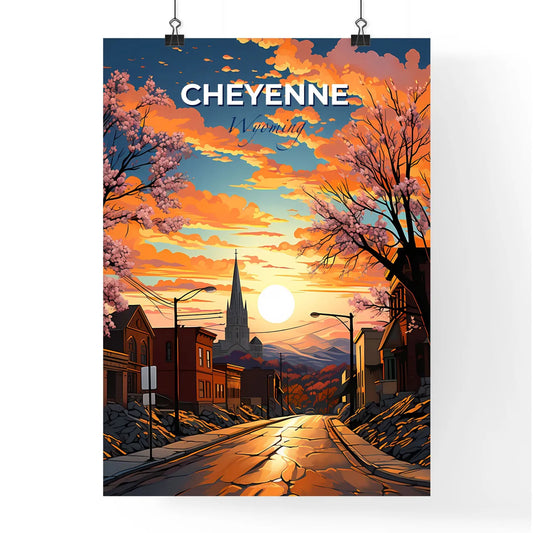 Cheyenne, Wyoming, A Poster of a street with trees and buildings in the background Default Title
