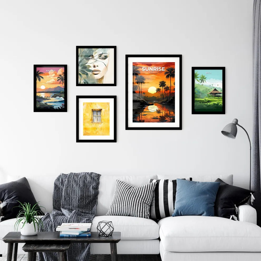 Sunrise, Florida, A Poster of a sunset over a river with palm trees Default Title
