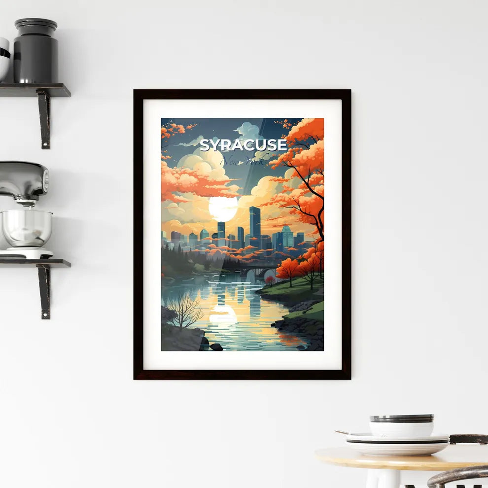 Syracuse, New York, A Poster of a river with trees and a city in the background Default Title