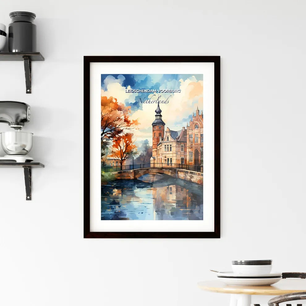Leidschendam-Voorburg, Netherlands, A Poster of a bridge over a river with a building and trees Default Title