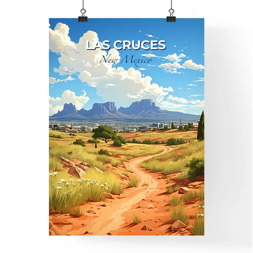 Las Cruces, New Mexico, A Poster of a dirt road through a desert landscape with mountains in the background Default Title