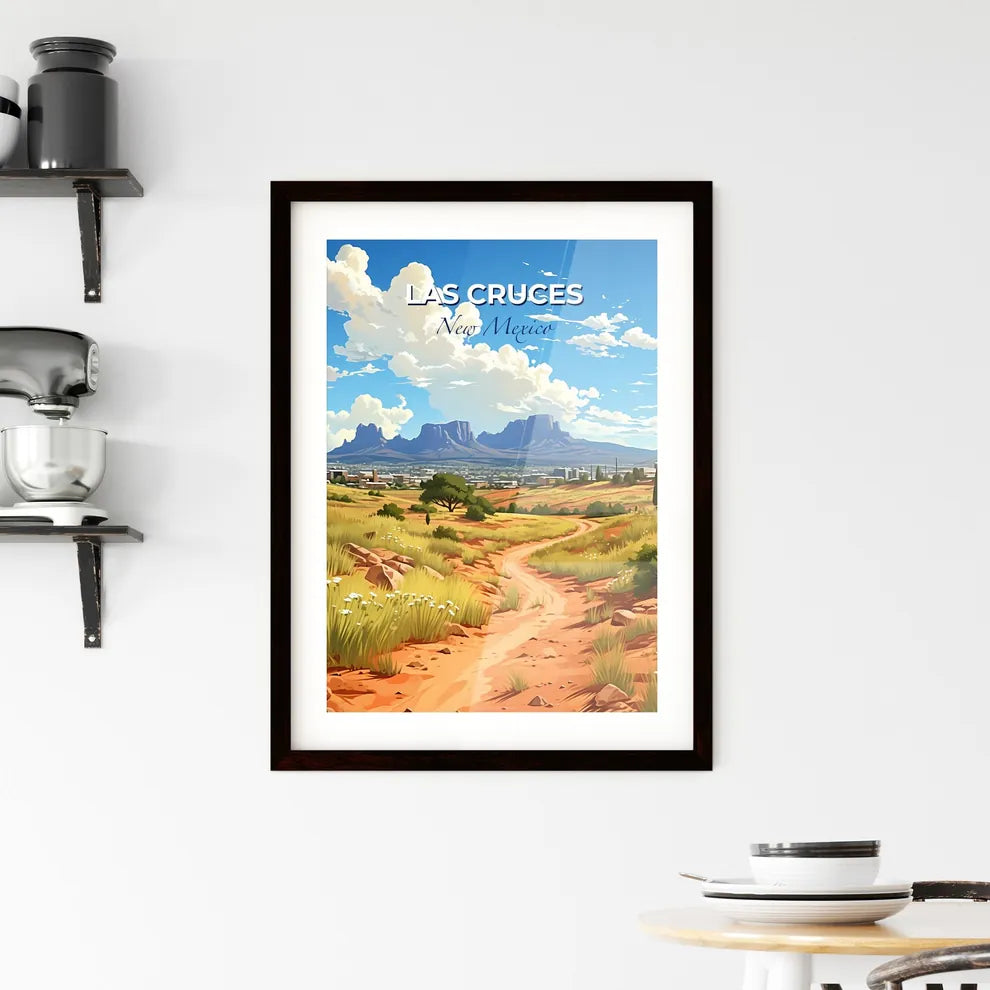 Las Cruces, New Mexico, A Poster of a dirt road through a desert landscape with mountains in the background Default Title