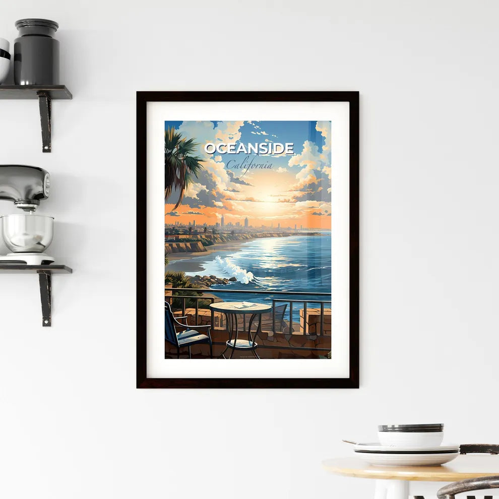 Oceanside, California, A Poster of a view of a beach and a city from a balcony Default Title