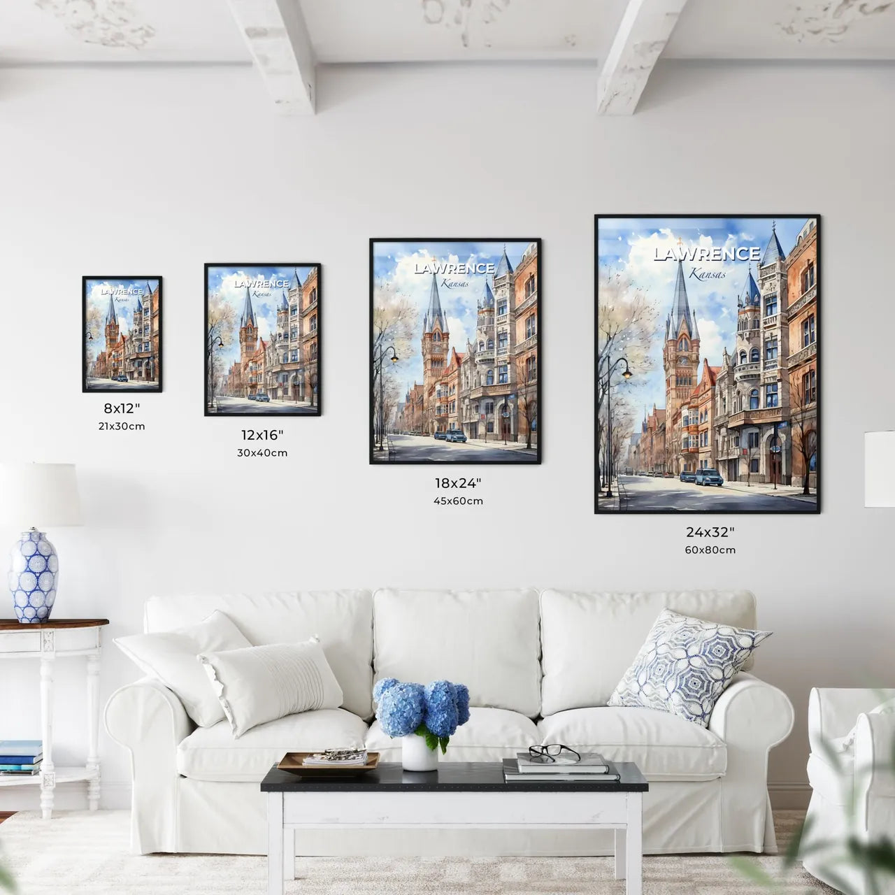 Lawrence, Kansas, A Poster of a street with buildings and cars on it Default Title
