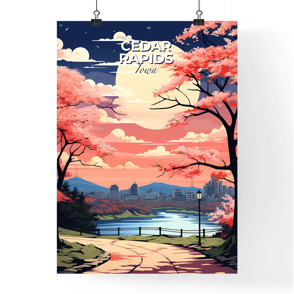 Cedar Rapids, Iowa, A Poster of a landscape with trees and a river Default Title