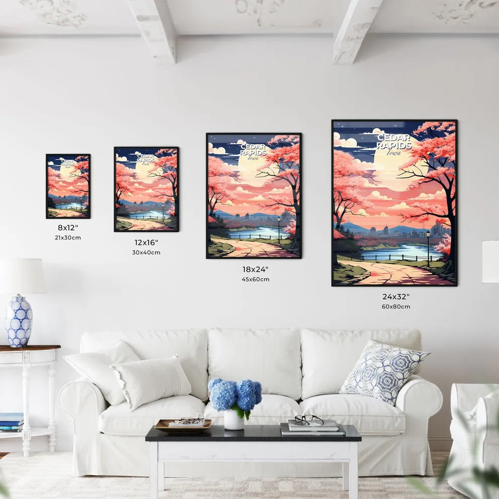 Cedar Rapids, Iowa, A Poster of a landscape with trees and a river Default Title