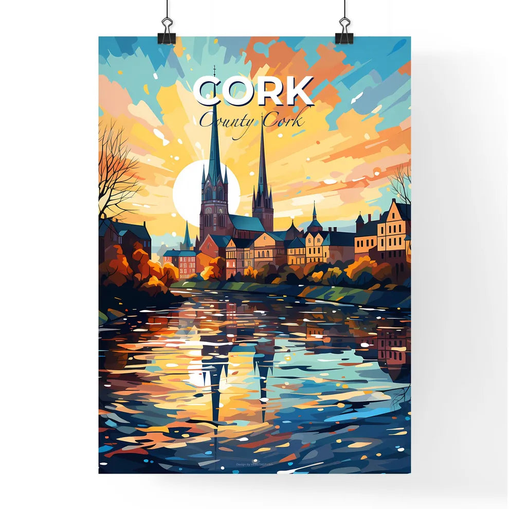 Cork, County Cork, A Poster of a painting of a city with a river and a church Default Title