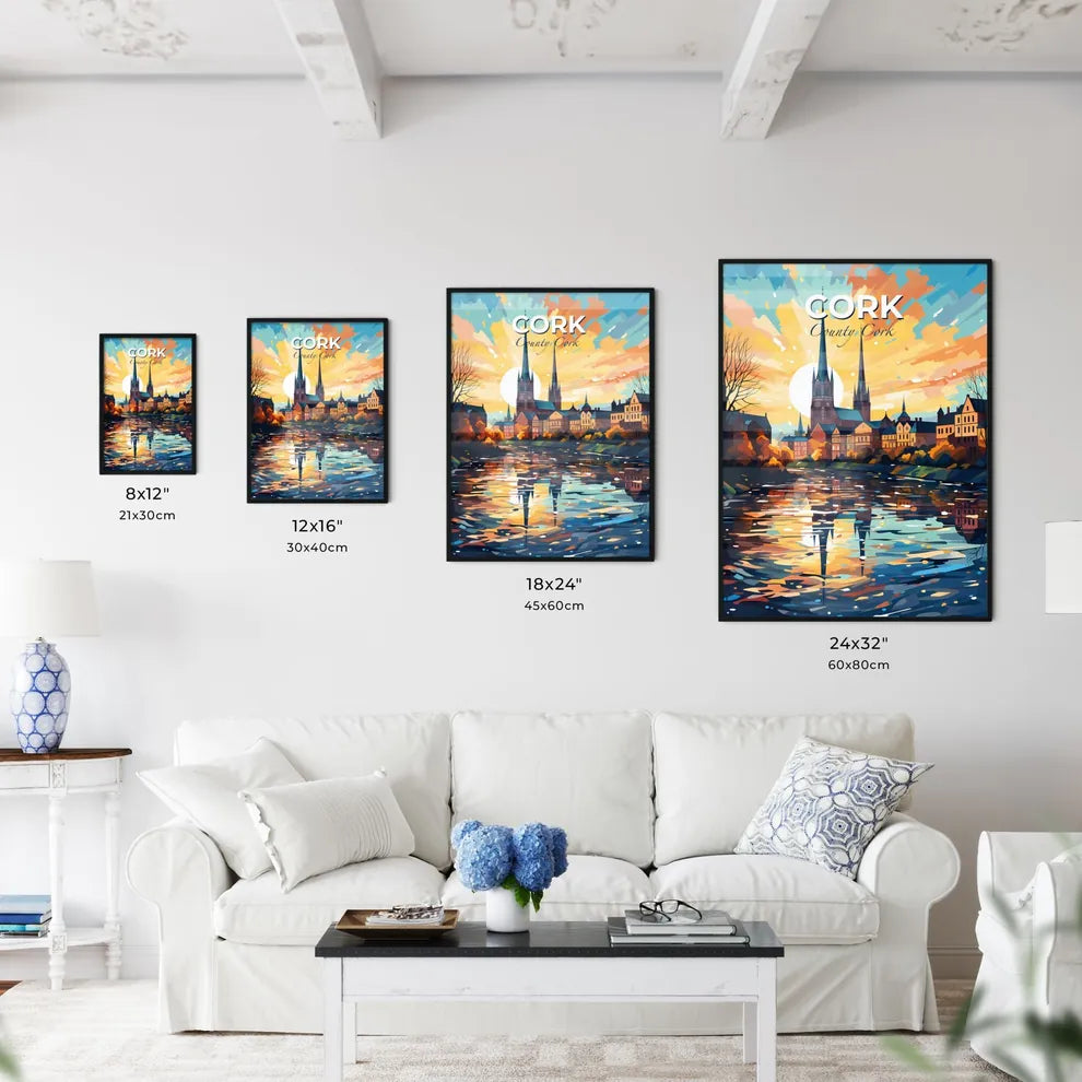 Cork, County Cork, A Poster of a painting of a city with a river and a church Default Title