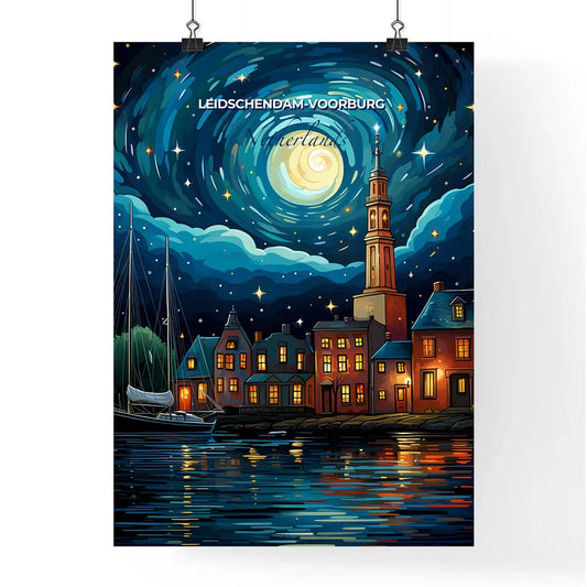 Leidschendam-Voorburg, Netherlands, A Poster of a painting of a city at night Default Title