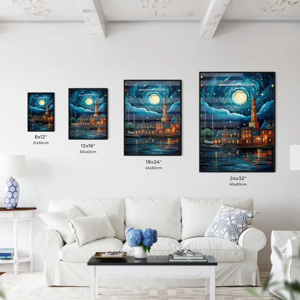 Leidschendam-Voorburg, Netherlands, A Poster of a painting of a city at night Default Title