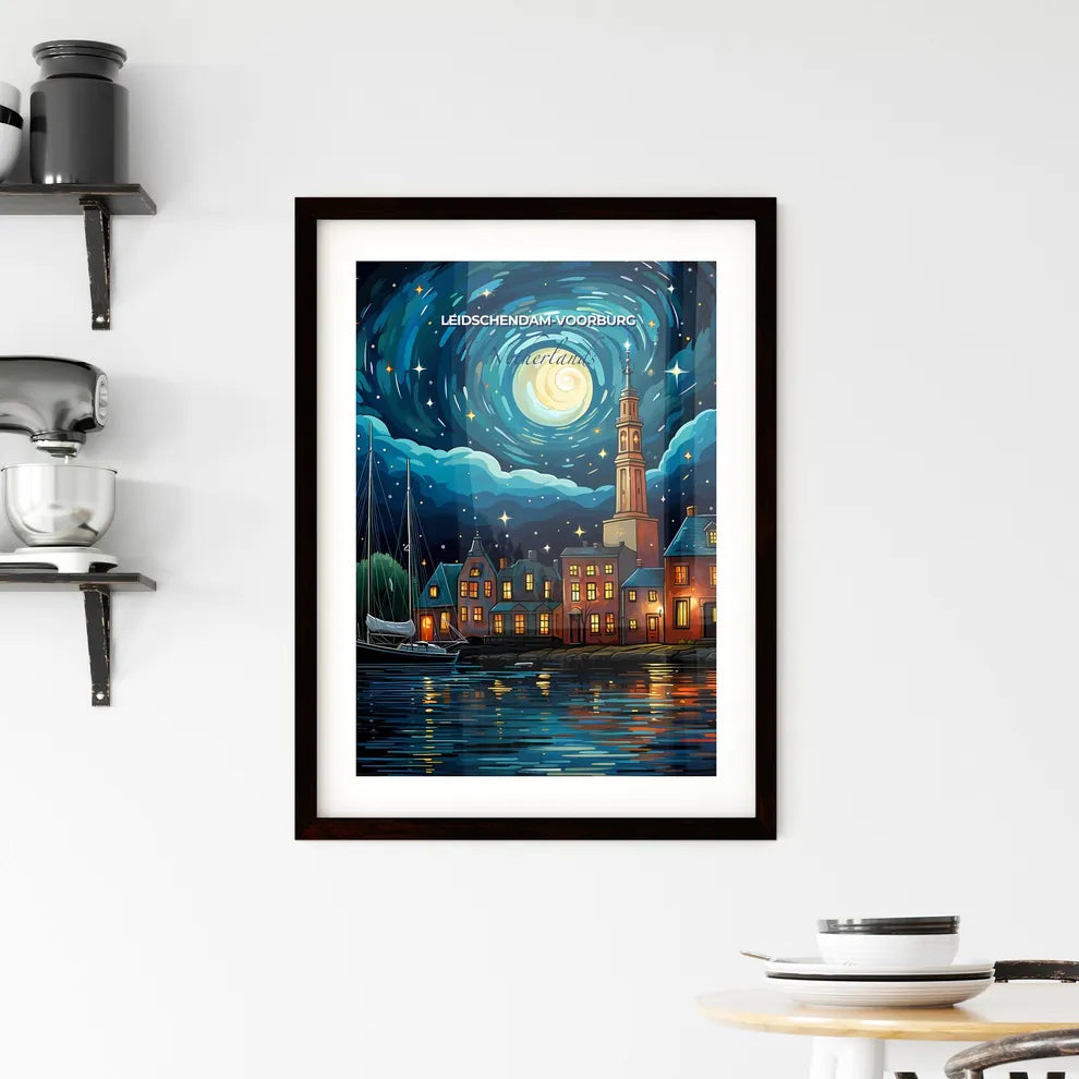 Leidschendam-Voorburg, Netherlands, A Poster of a painting of a city at night Default Title