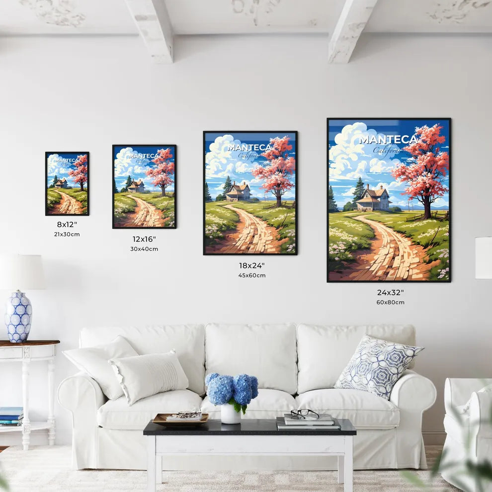 Manteca, California, A Poster of a house in a field with a tree and a path Default Title