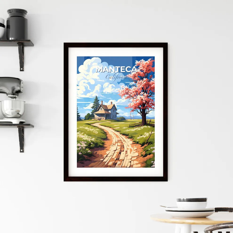 Manteca, California, A Poster of a house in a field with a tree and a path Default Title
