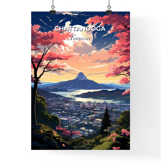 Chattanooga, Tennessee, A Poster of a landscape of a city with a mountain in the background Default Title
